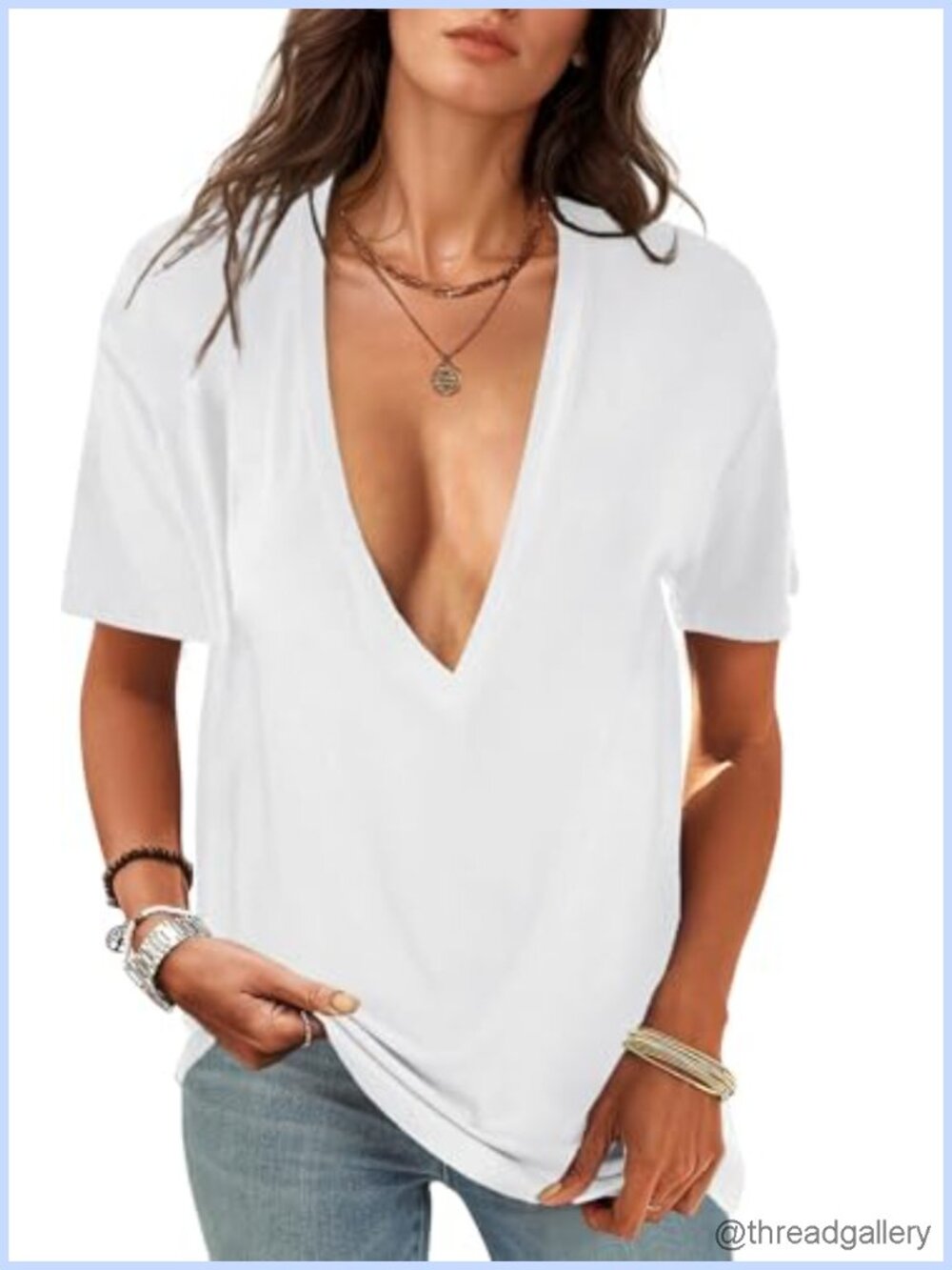 Women's V-Neck Short Sleeve T-Shirt Oversized Summer Top